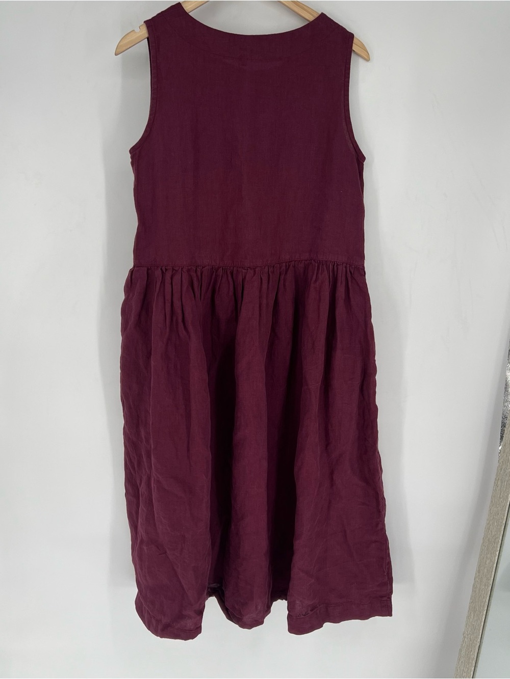 Len Ok Linen Striped Drop Waist Sleeveless Dress 100% linen - Picture 7 of 9